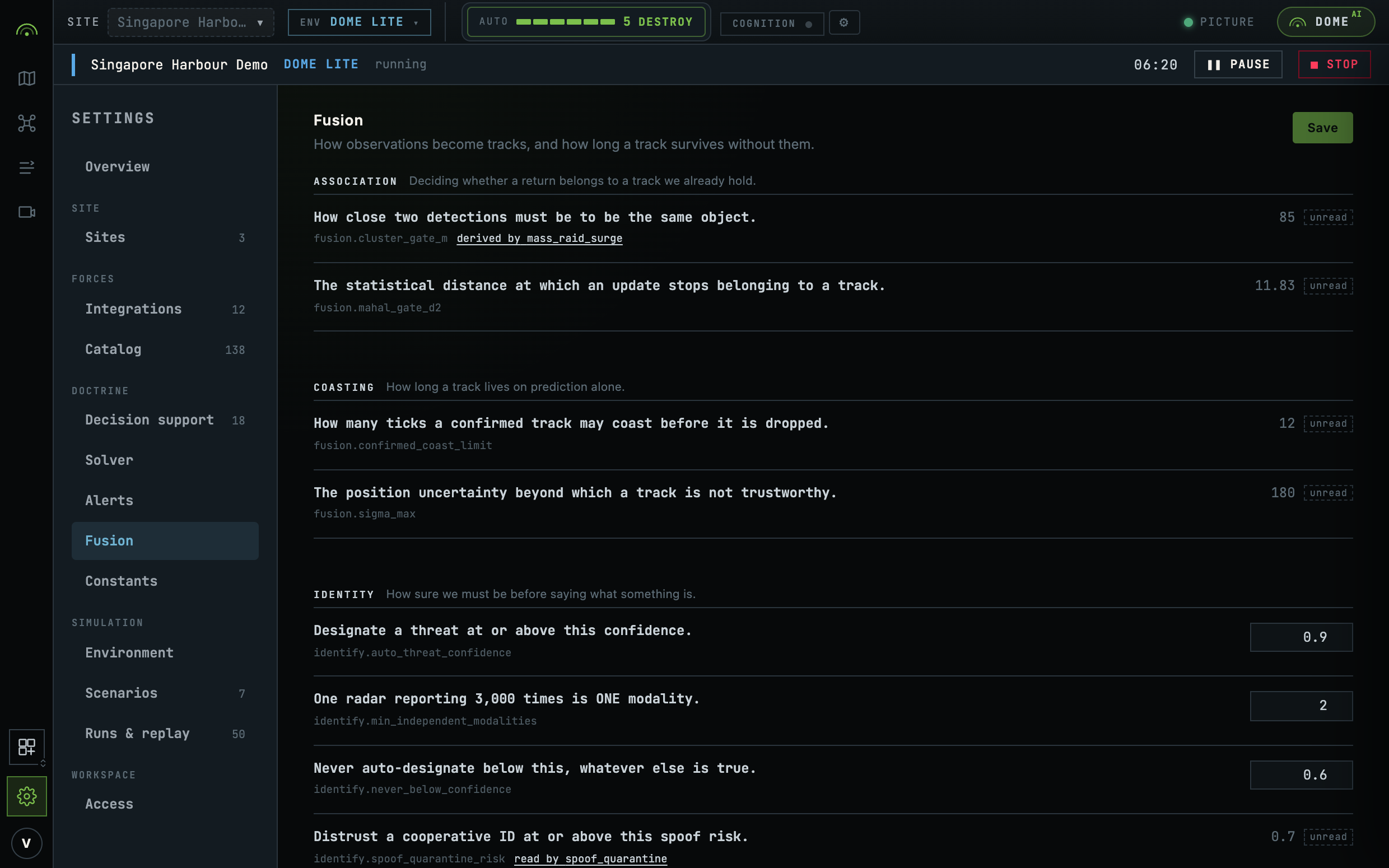 The fusion configuration page