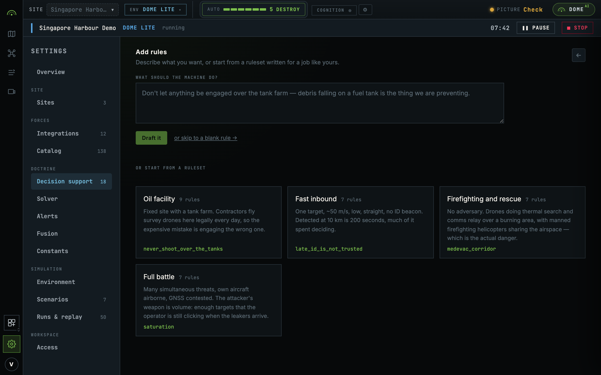 Drafting a rule from a description